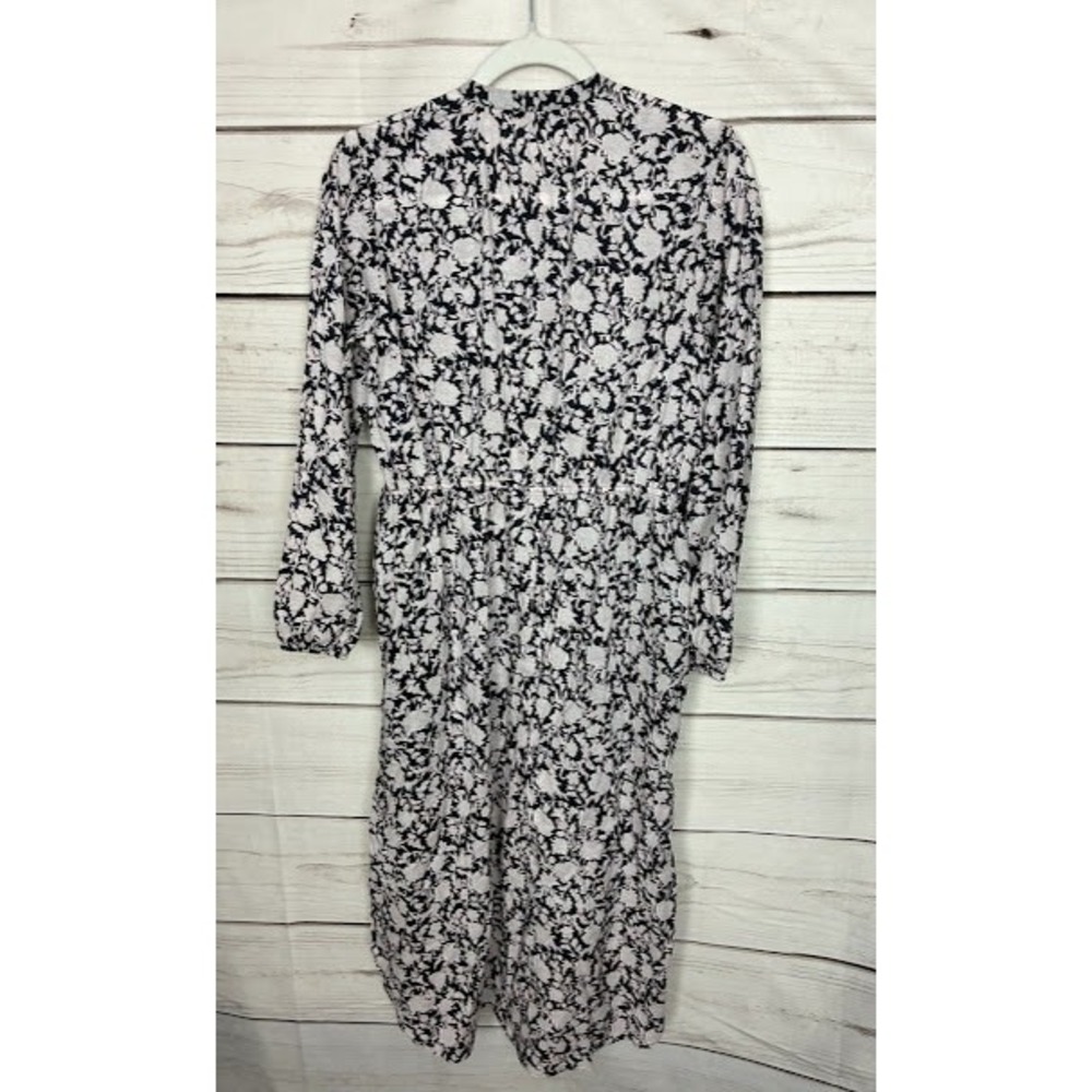 J.Crew Re-Imagined Floral Cotton Midi Dress Navy White Pink Drawstring Waist 6 - Picture 2 of 8